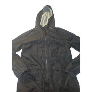Iceburg Men's Black Hooded Full Zip Lined Mid-Length Windbreaker Jacket Size S